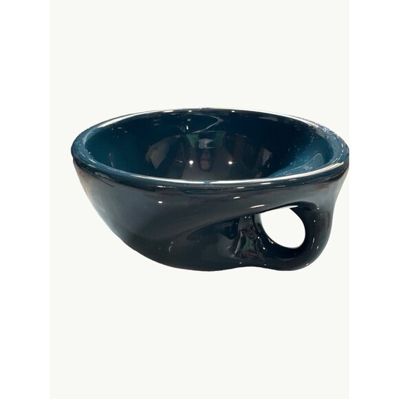 Unique Etan Ceramic Soup Bowl With Thumb Handle Teal Blue Perfect For Keeping Yo - Picture 1 of 5